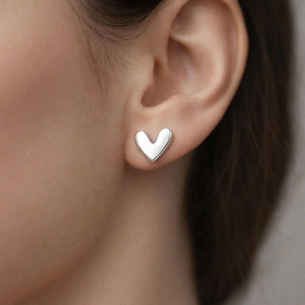 Aros corazón plata