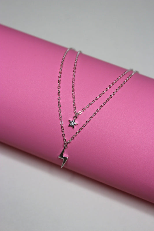 Collar doble cadena y rayo ⚡️