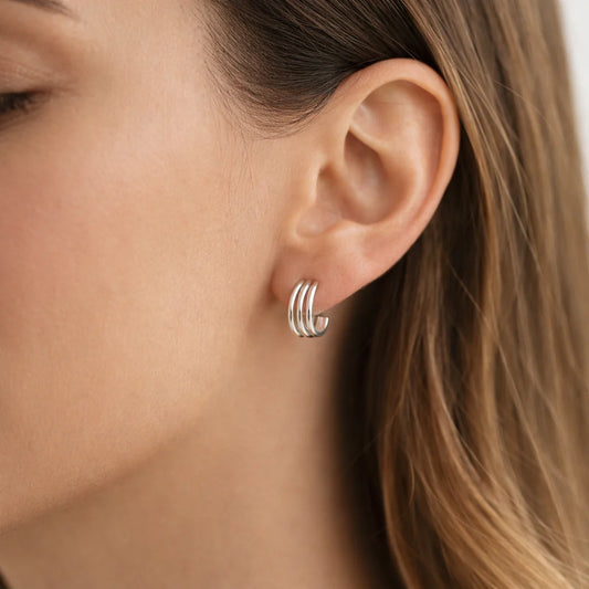 Aros Triple Hoop Plata