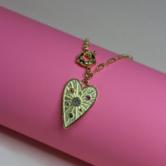 Collar corazón radiante
